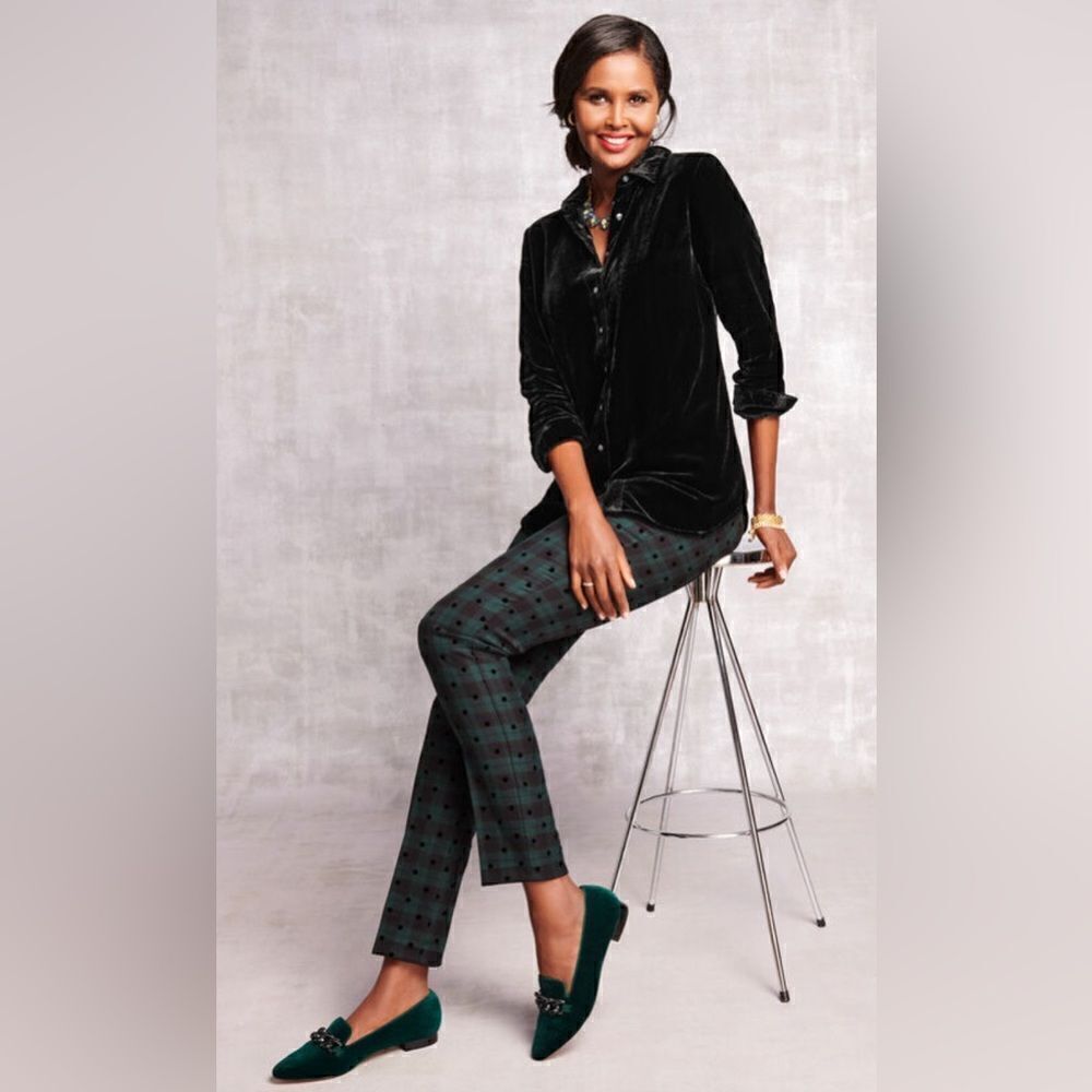Talbots black watch Tartan slim ankle pants sz 6